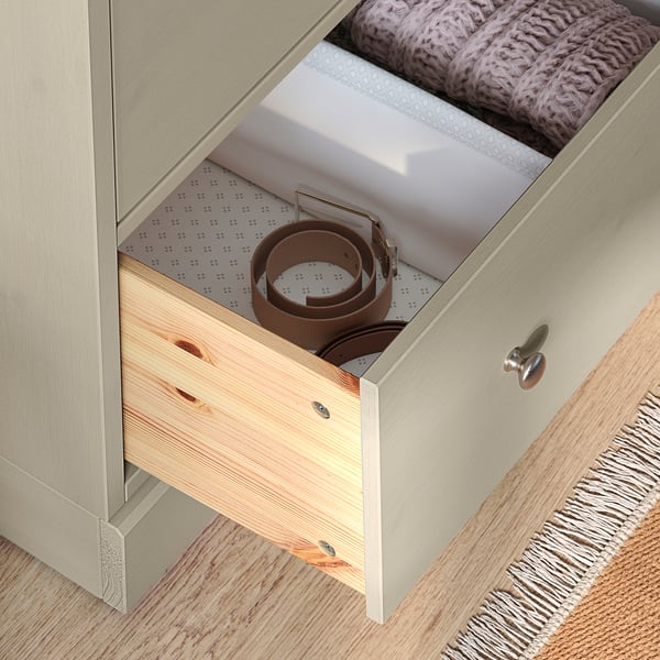 HAVSTA 3-drawer chest, gray-beige, 31 7/8x18 1/2x35 "