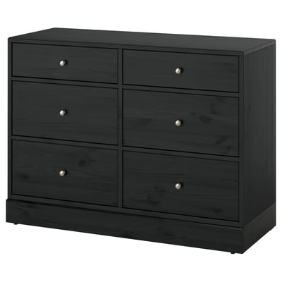 HAVSTA 6-drawer dresser, black, 47 5/8x18 1/2x35 "
