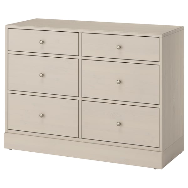 HAVSTA 6-drawer dresser, gray-beige, 47 5/8x18 1/2x35 "