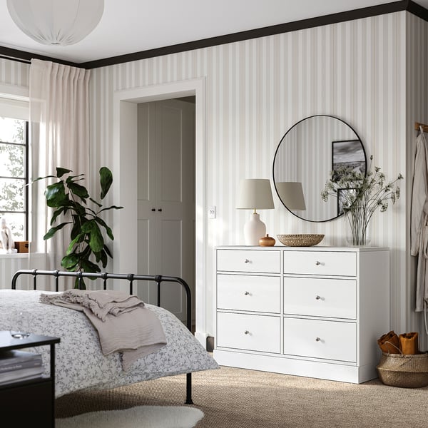 HAVSTA 6-drawer dresser, white, 47 5/8x18 1/2x35 "