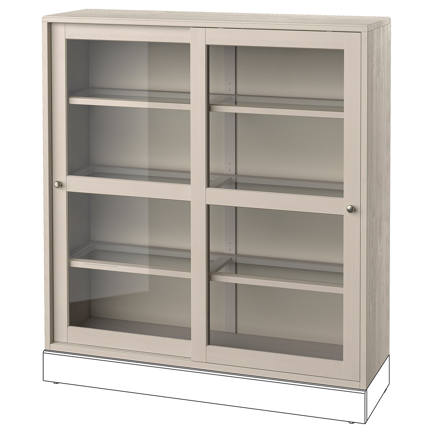 HAVSTA glass-door cabinet, gray-beige, 475/8x133/4x483/8