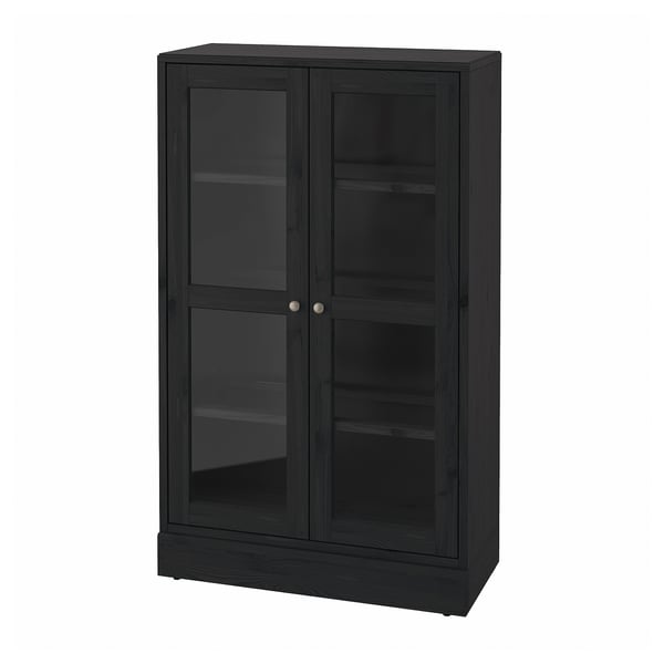HAVSTA Glass-door cabinet with base, black/clear glass, 31 7/8x14 5/8x52 3/4 "