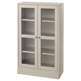 HAVSTA Glass-door cabinet with base, gray-beige/clear glass, 31 7/8x14 5/8x52 3/4 "