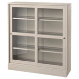 HAVSTA Glass-door cabinet with base, gray-beige/clear glass, 47 5/8x14 5/8x52 3/4 "