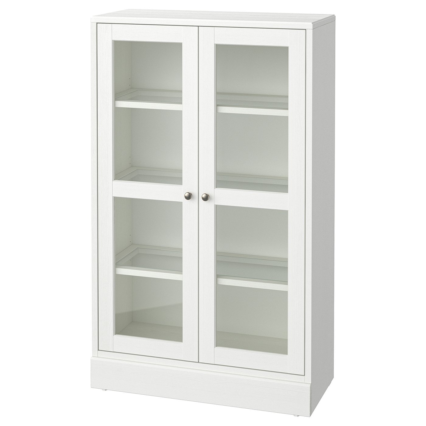 Glass-Door Cabinet With Base, White/Clear Glass