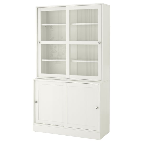 Havsta Storage With Sliding Glass Doors White Ikea