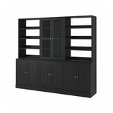 HAVSTA Storage combination w/glass doors, black, 95 5/8x18 1/2x83 1/2 "