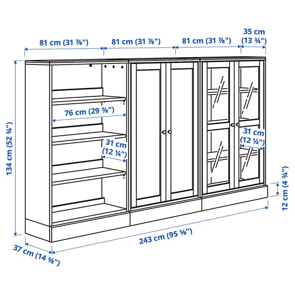 Havsta Storage Combination W Glass Doors Dark Brown 955 8x145 8x523 4 Ikea