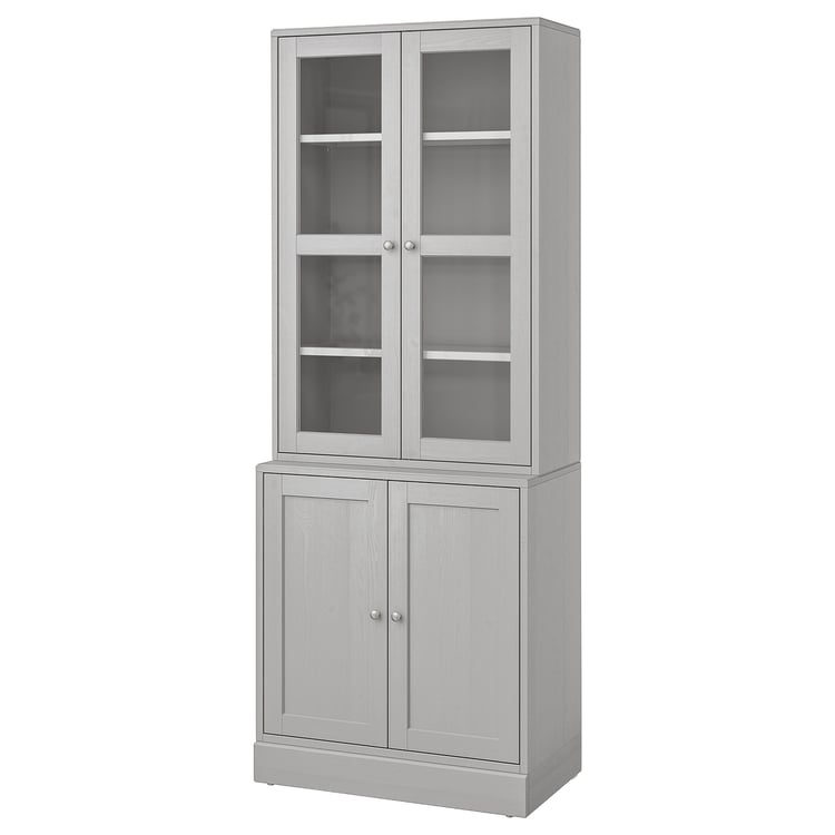 HAVSTA Storage combination w/glass doors, gray, 317/8x181/2x831/2" IKEA