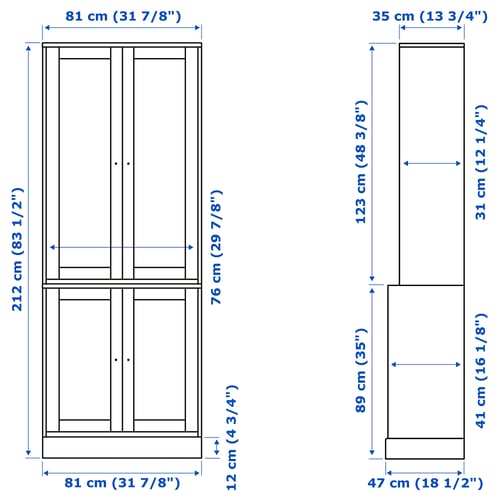 Illustration with measurements for the product: HAVSTA.