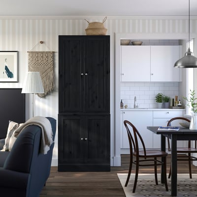 HAVSTA Storage combination with doors, black, 31 7/8x18 1/2x83 1/2 "