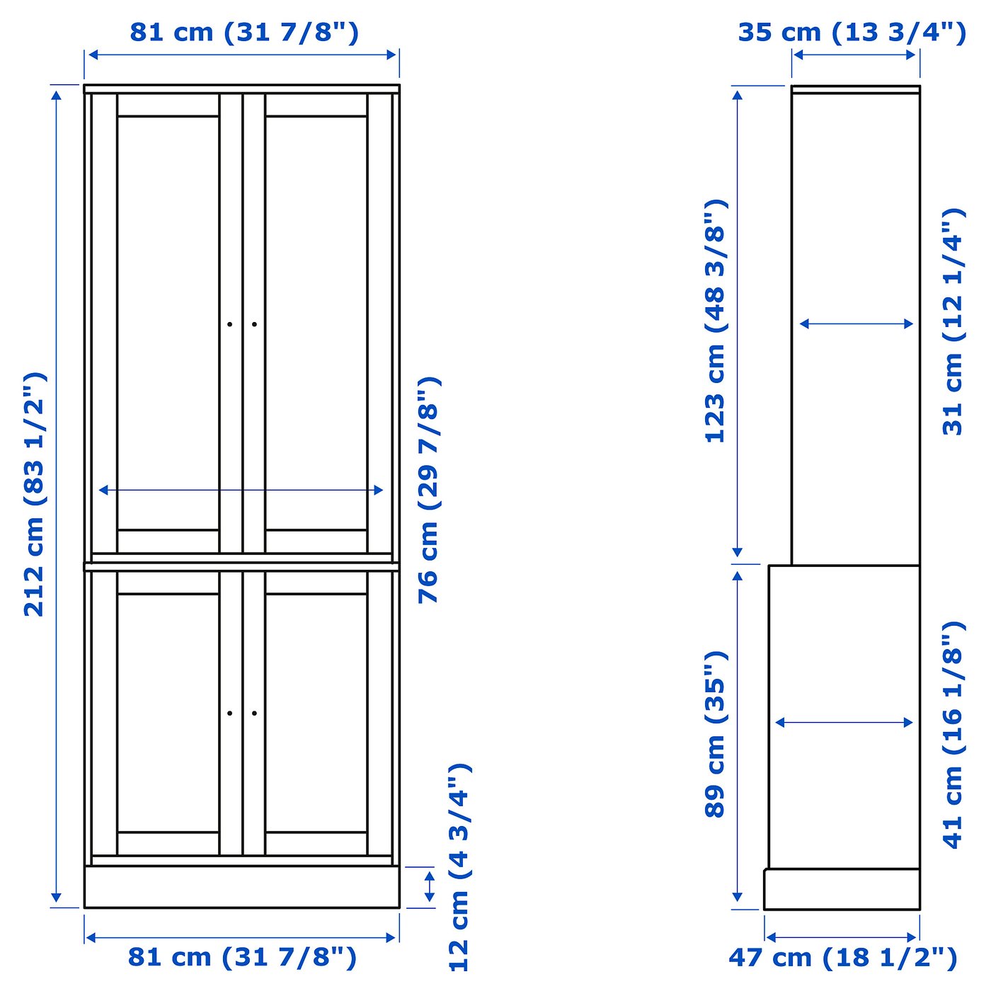 HAVSTA storage combination with doors, gray-beige, 317/8x181/2x831