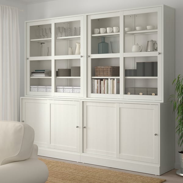 HAVSTA storage with sliding glass doors, white, 951/4x181/2x831/2" IKEA