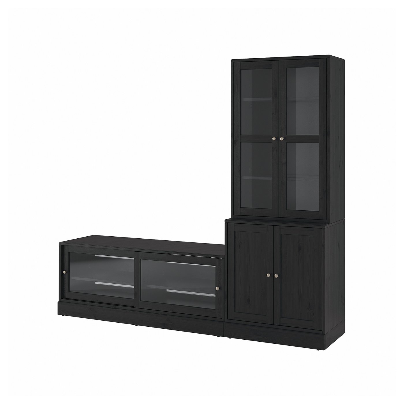 Tv Storage Combination/Glass Doors, Black