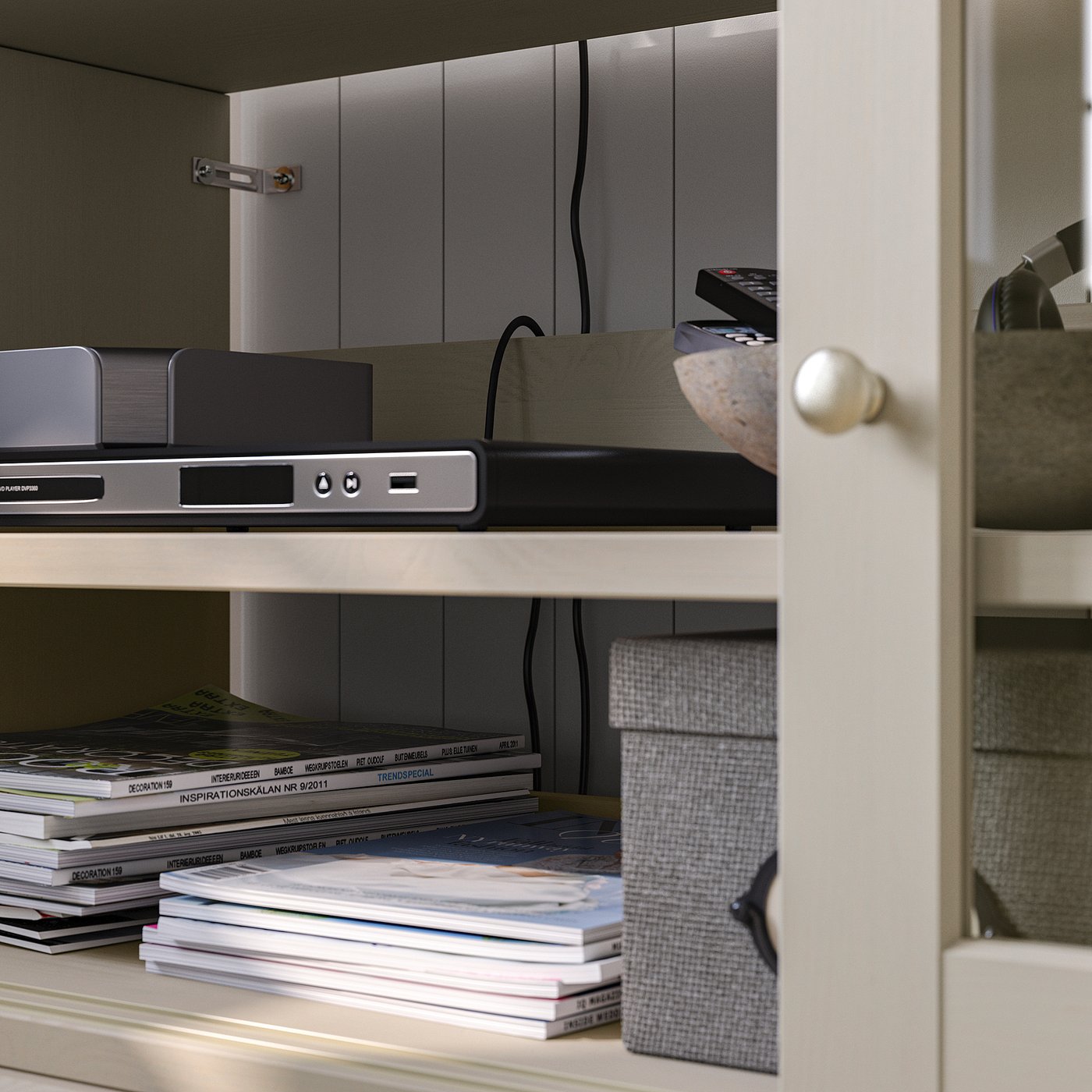 HAVSTA TV storage combination, gray-beige, 947/8x181/2x35