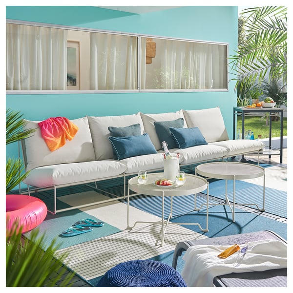 HAVSTEN 4seat sofa, in/outdoor without armrests with open end, beige IKEA