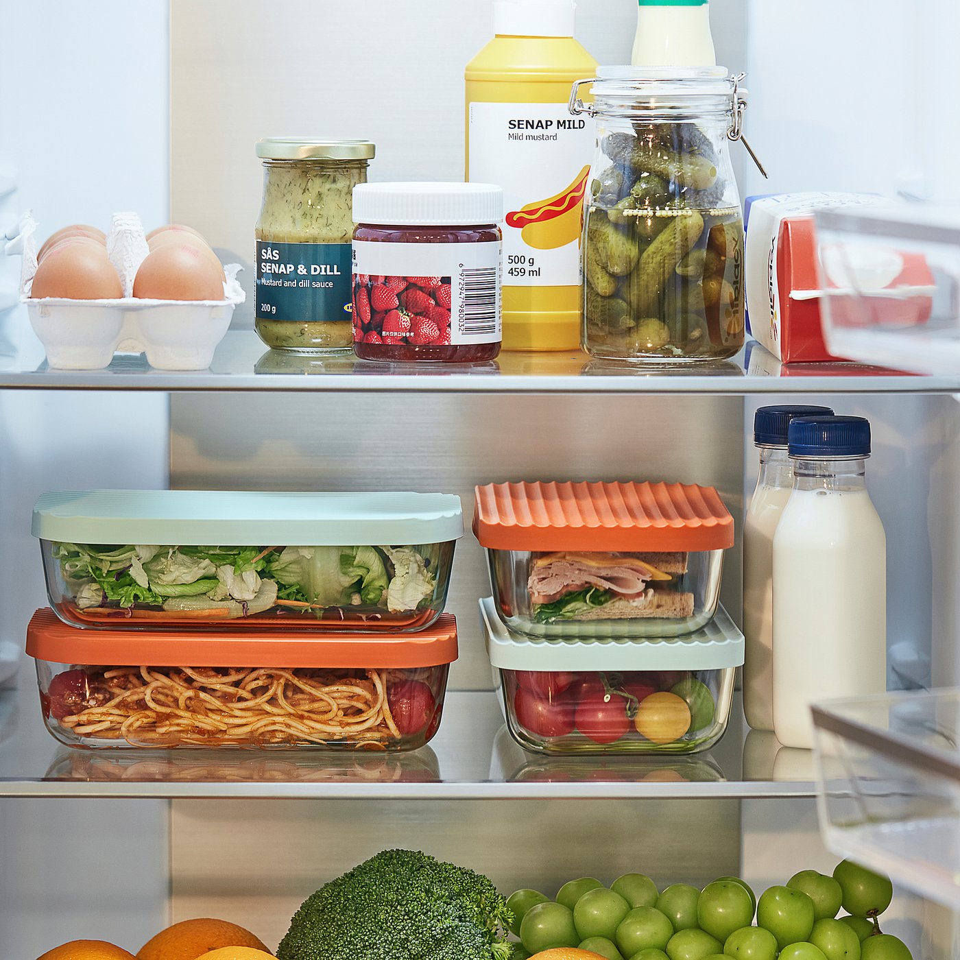 HAVSTOBIS food container with lid, clear/multicolor, 24 oz - IKEA