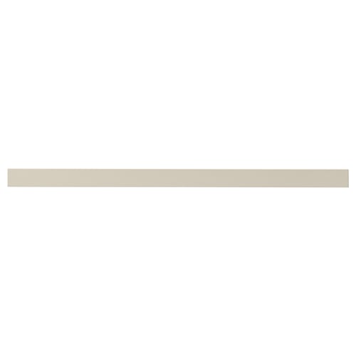 A beige kitchen cabinet front called HAVSTORP, known for its smooth, modern design.