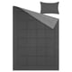 Dark grey HEDFRYLE bedding set - comforter with quilted squares, matching pillow sham.