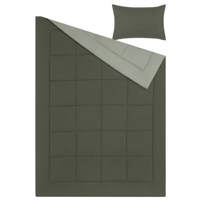 HEDFRYLE Comforter set, green, Twin/Twin X-long