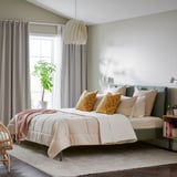 HEDFRYLE Comforter set, white/beige, King