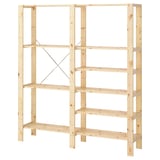 HEJNE 2 section shelving unit, softwood, 60 5/8x12 1/4x67 3/8 "