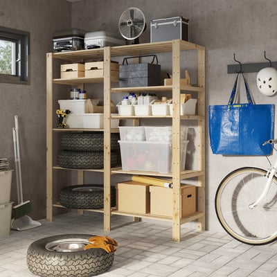 HEJNE 2 section shelving unit, softwood, 60 5/8x19 5/8x67 3/8 "