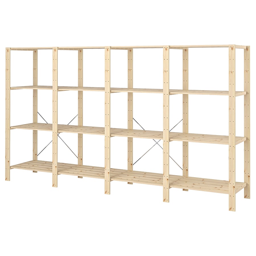 HEJNE 4 section shelving unit, softwood, 1207/8x195/8x673/8" IKEA