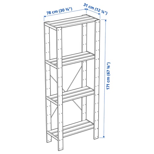 HEJNE Shelf unit, softwood, 30 3/4x12 1/4x67 3/8 "