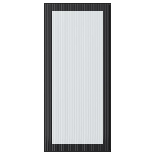 HEJSTA: black framed vertical glass door with subtle lines for decoration.