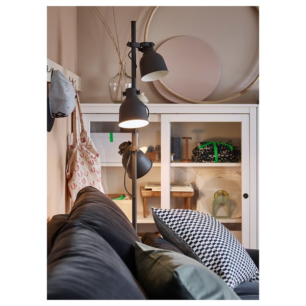 Hektar Floor Lamp W 3 Spots And Led Bulbs Dark Gray Ikea