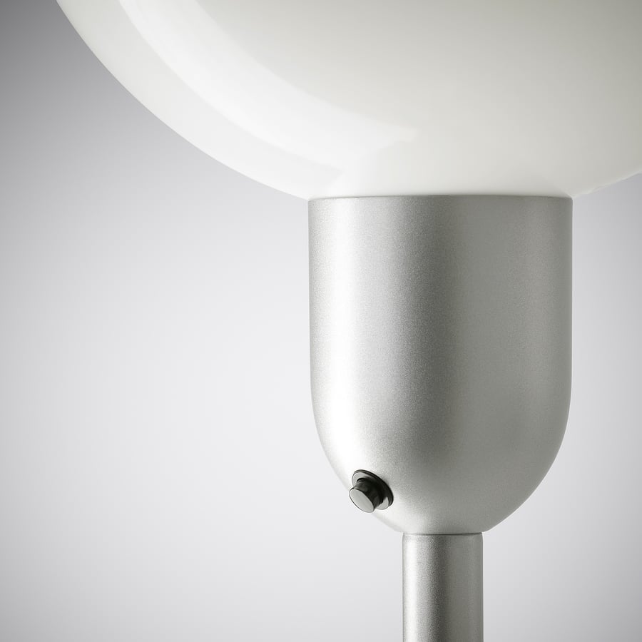 HEKTOGRAM floor uplt/read lamp w light bulb, silver color/white IKEA
