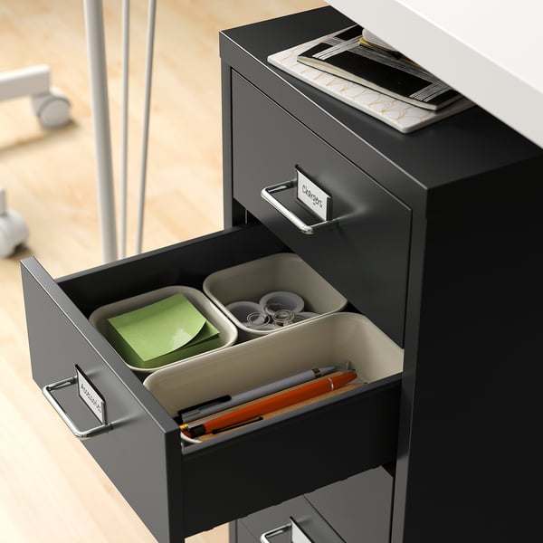 HELMER Drawer unit on casters, black, 11x25 5/8 "