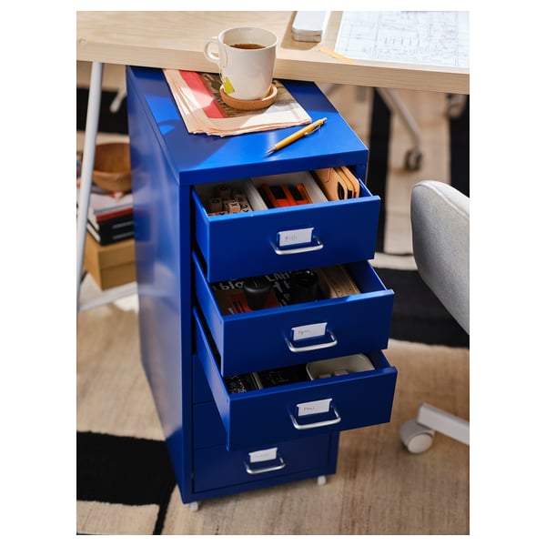 HELMER Drawer unit on casters, blue, 11x27 1/8 "