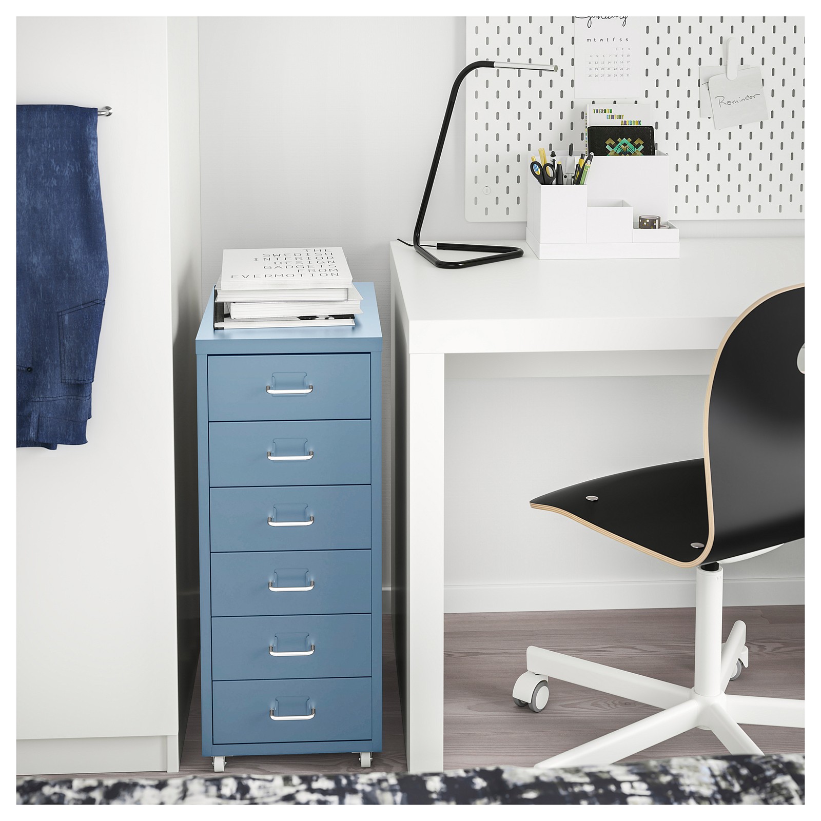 HELMER Drawer unit on casters, blue, 11x27 1/8" IKEA