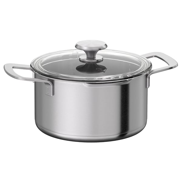 HEMKOMST Pot with lid, stainless steel/glass, 3.2 qt - IKEA