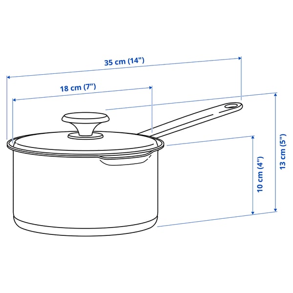 SENSUELL Saucepan with lid, stainless steel/gray, 2.5 qt - IKEA