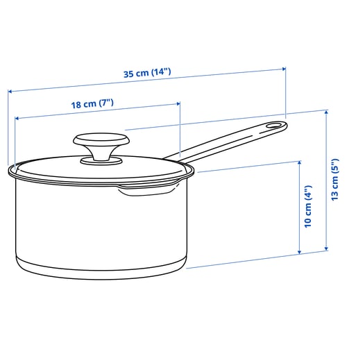 HEMKOMST Saucepan with lid, stainless steel/glass, 2.1 qt