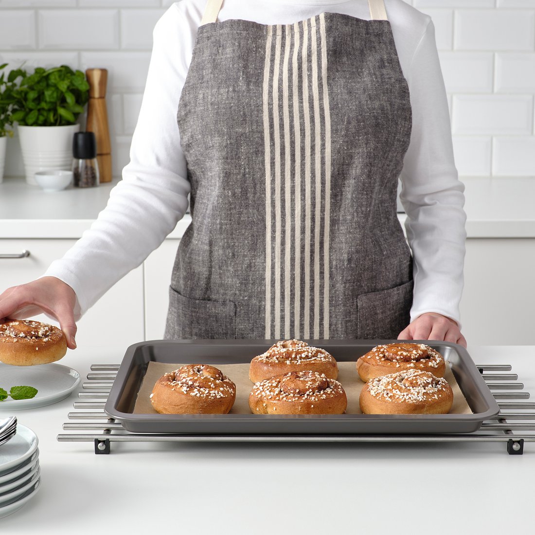 HEMMABAK Baking pan, gray, 16x12" IKEA