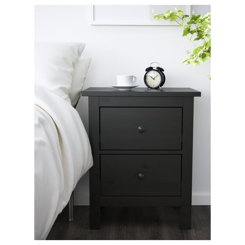 HEMNES 2-drawer chest, black-brown, 21 1/4x26 "
