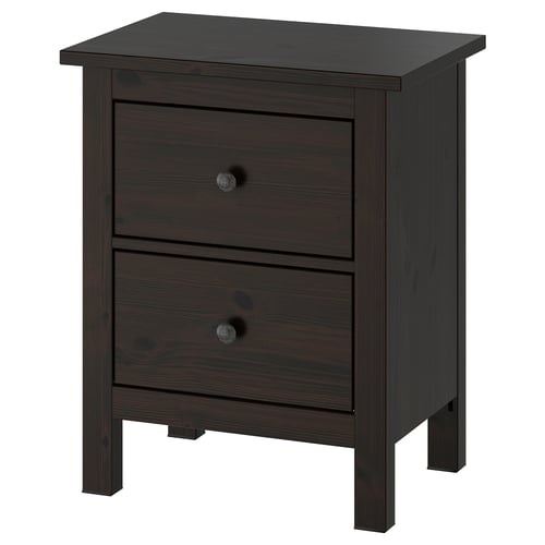 HEMNES 2-drawer chest, black-brown, 21 1/4x26 "