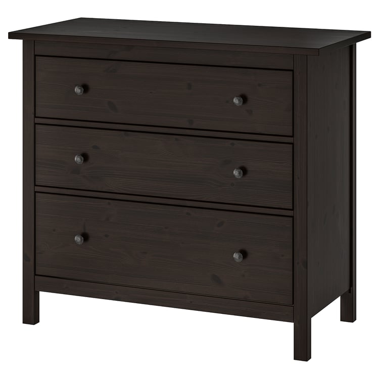 HEMNES 3drawer chest, blackbrown, 421/2x373/4" IKEA