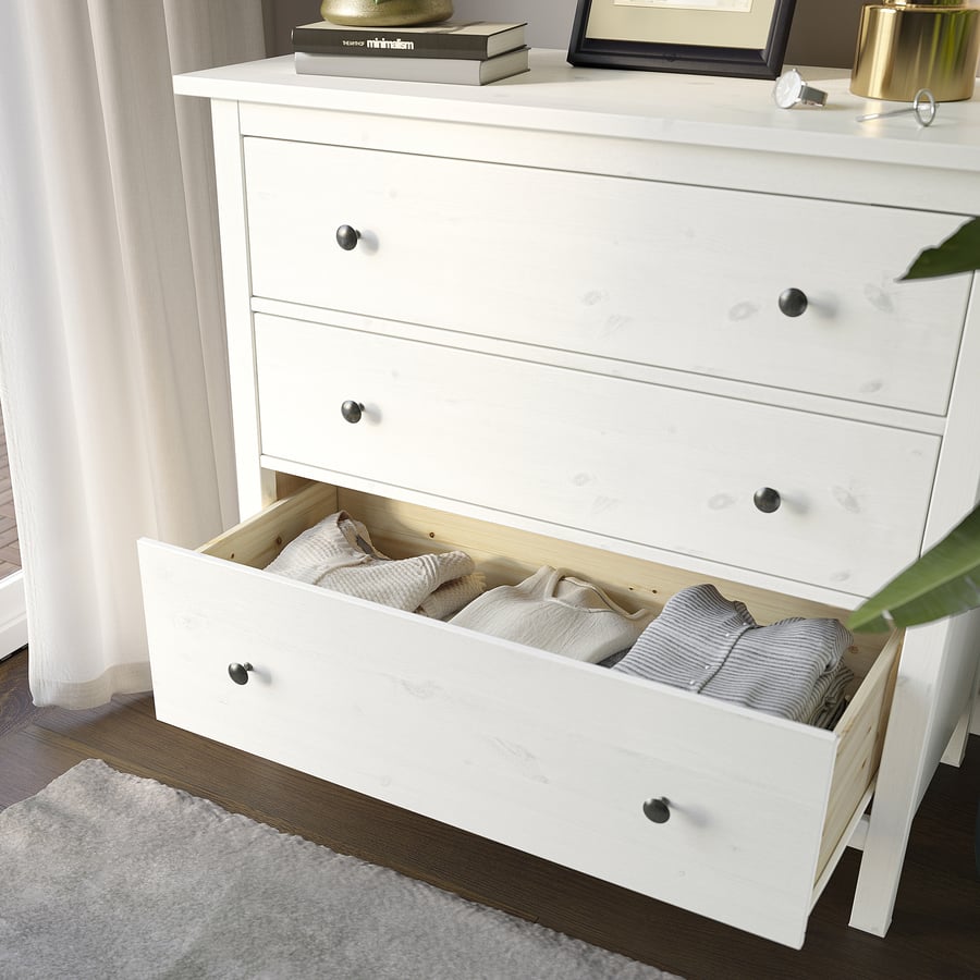 HEMNES 3-drawer dresser, white stain, 421/2x373/4" - IKEA