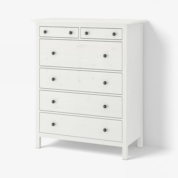 HEMNES 6-drawer dresser, white stain, 42 1/2x51 5/8 "