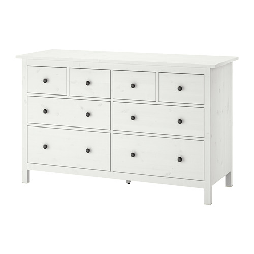 An IKEA HEMNES white chest of 6 drawers in a classic design made of solid wood.