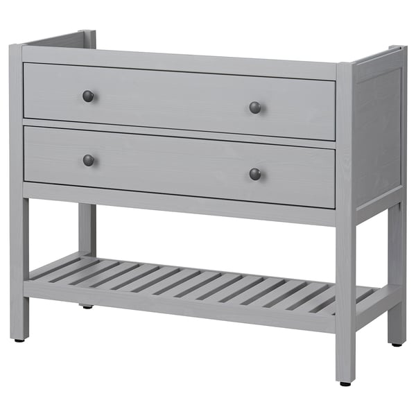 HEMNES Bathroom vanity with 2 drawers, gray, 36 "