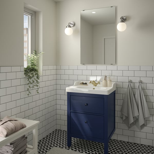 HEMNES Bathroom vanity with drawers, blue, 24x32 3/8 "