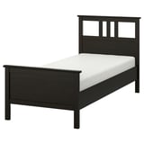HEMNES Bed frame, black-brown/Lönset, Twin