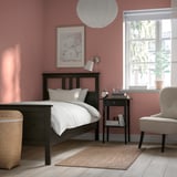 HEMNES Bed frame, black-brown/Lönset, Twin