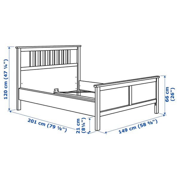 HEMNES Bed frame, black-brown/Luröy, Full